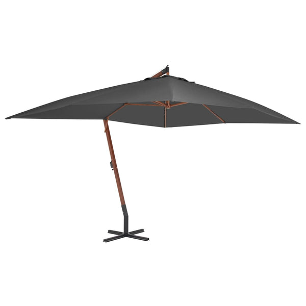  Cantilever Umbrella with Wooden Pole Anthracite