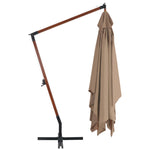 Cantilever Umbrella with Wooden Pole Taupe