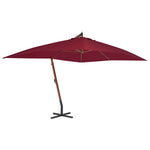 Cantilever Umbrella with Wooden Pole Bordeaux Red