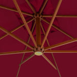 Cantilever Umbrella with Wooden Pole Bordeaux Red