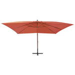 Cantilever Umbrella with Wooden Pole Terracotta