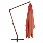 Cantilever Umbrella with Wooden Pole Terracotta