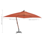 Cantilever Umbrella with Wooden Pole Terracotta