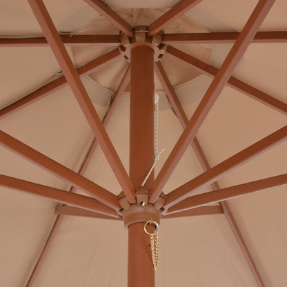 Outdoor Parasol with Wooden Pole 300 cm Taupe