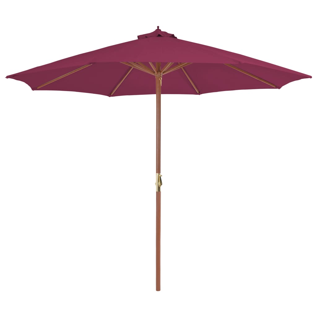 Outdoor Parasol with Wooden Pole Bordeaux Red - 300×250cm