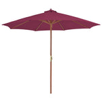 Outdoor Parasol with Wooden Pole Bordeaux Red