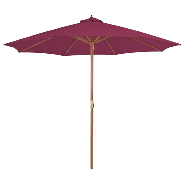  Outdoor Parasol with Wooden Pole Bordeaux Red