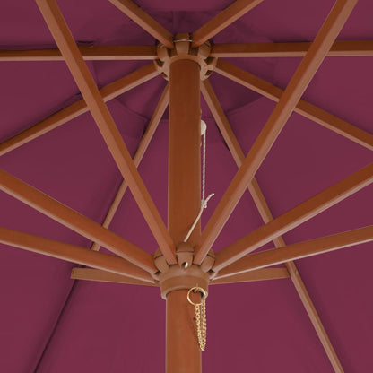 Outdoor Parasol with Wooden Pole Bordeaux Red - 300×250cm