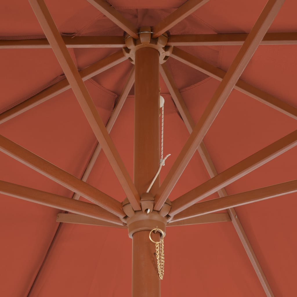 Outdoor Parasol with Wooden Pole 300 cm Terracotta