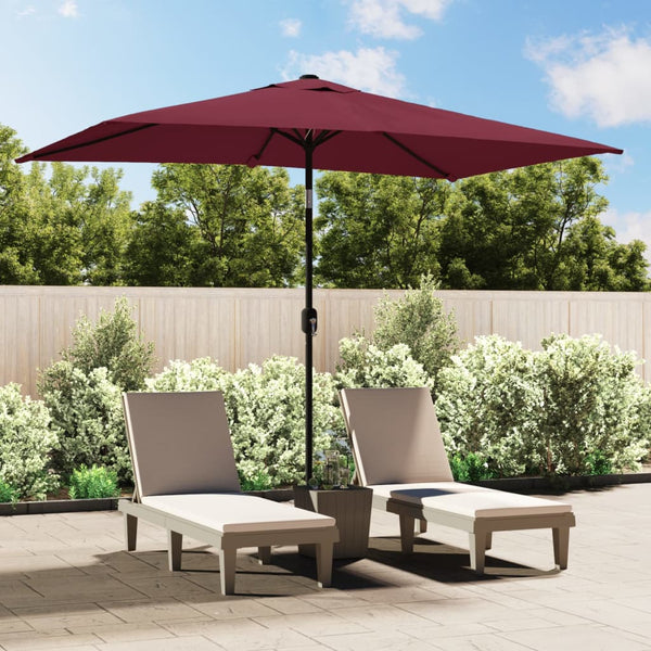  Outdoor Parasol with Metal Pole  Bordeaux Red