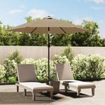 Outdoor Parasol with LED Lights and Steel Pole 300 cm Taupe