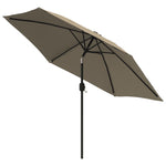 Outdoor Parasol with LED Lights and Steel Pole 300 cm Taupe