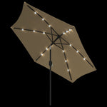 Outdoor Parasol with LED Lights and Steel Pole 300 cm Taupe