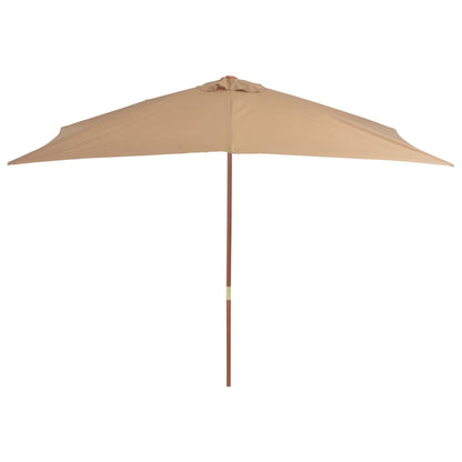 Outdoor Parasol with Wooden Pole  Taupe