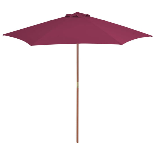 Outdoor Parasol with Wooden Pole Bordeaux Red - 270×244cm