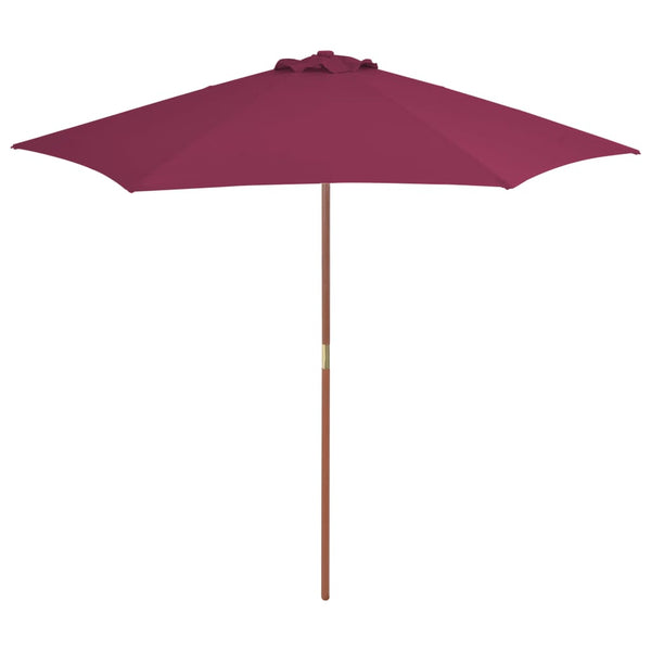  Outdoor Parasol with Wooden Pole  Bordeaux Red