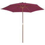 Outdoor Parasol with Wooden Pole  Bordeaux Red