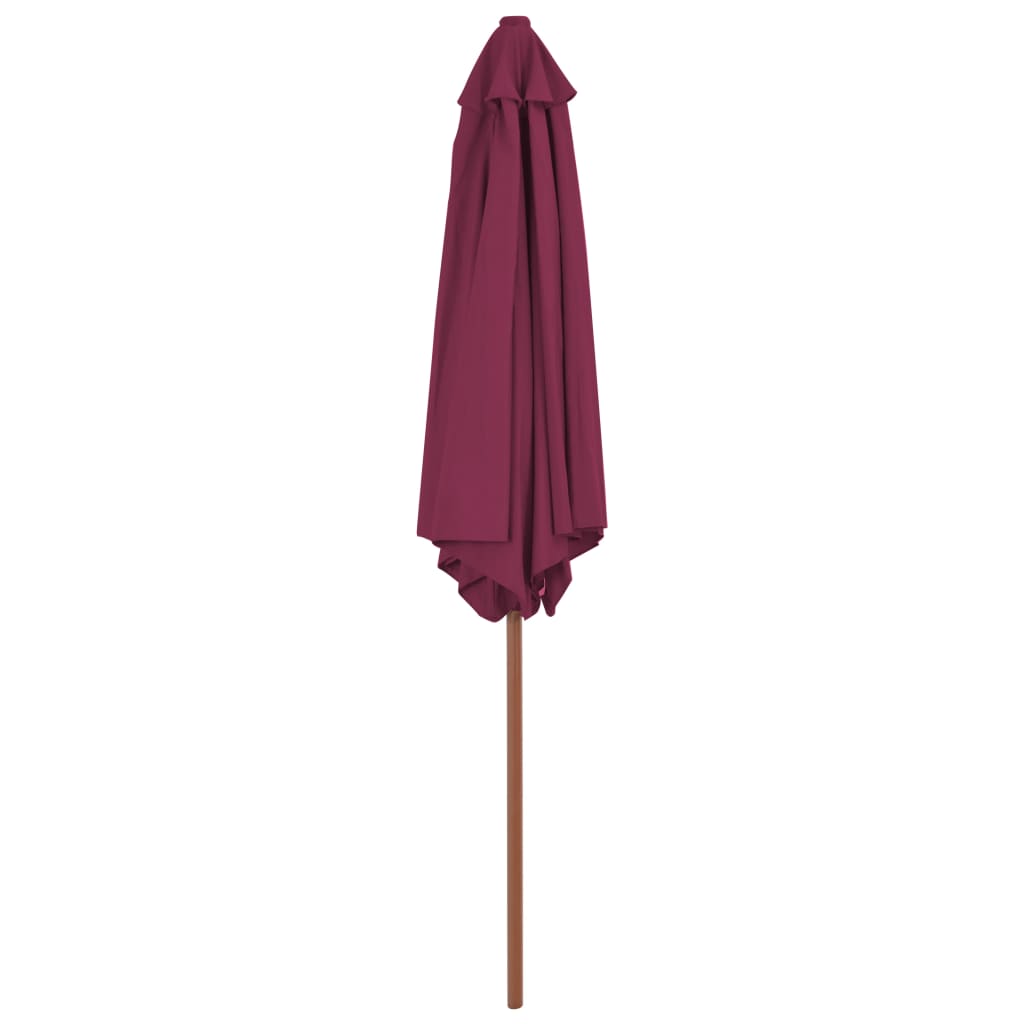 Outdoor Parasol with Wooden Pole Bordeaux Red - 270×244cm