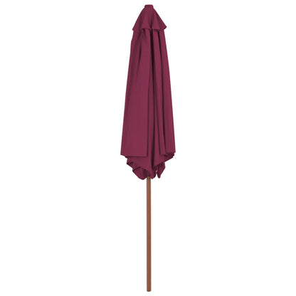 Outdoor Parasol with Wooden Pole Bordeaux Red - 270×244cm