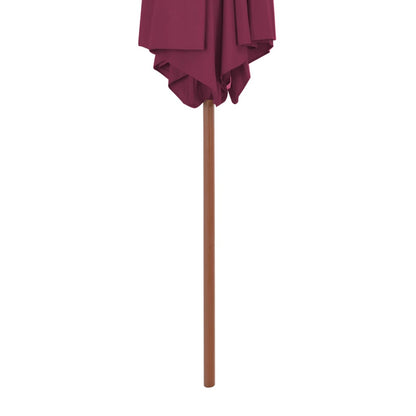 Outdoor Parasol with Wooden Pole Bordeaux Red - 270×244cm