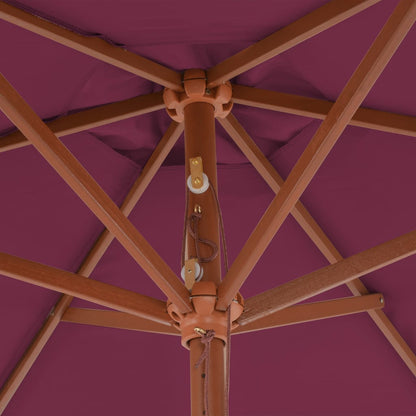Outdoor Parasol with Wooden Pole Bordeaux Red - 270×244cm