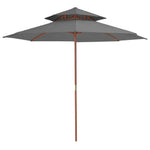 Double Decker Parasol with Wooden Pole 270 cm Anthracite