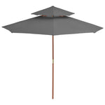 Double Decker Parasol with Wooden Pole 270 cm Anthracite