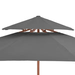 Double Decker Parasol with Wooden Pole 270 cm Anthracite