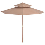 Double Decker Parasol with Wooden Pole 270 cm Taupe