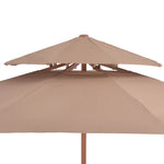 Double Decker Parasol with Wooden Pole 270 cm Taupe