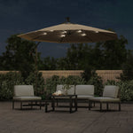 Cantilever Umbrella with LED Lights and Steel Pole 300 cm Taupe