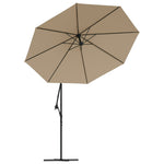 Cantilever Umbrella with LED Lights and Steel Pole 300 cm Taupe