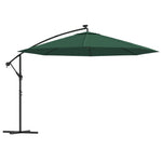 Cantilever Umbrella with LED Lights and Metal Pole 350 cm Green