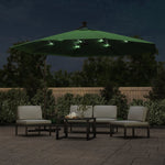 Cantilever Umbrella with LED Lights and Metal Pole 350 cm Green