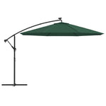 Cantilever Umbrella with LED Lights and Metal Pole 350 cm Green