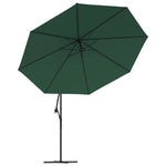 Cantilever Umbrella with LED Lights and Metal Pole 350 cm Green