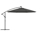 Cantilever Umbrella with LED Lights and Metal Pole 350 cm Anthracite