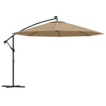 Cantilever Umbrella with LED Lights and Metal Pole 350 cm Taupe