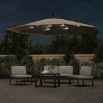 Cantilever Umbrella with LED Lights and Metal Pole 350 cm Taupe