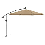 Cantilever Umbrella with LED Lights and Metal Pole 350 cm Taupe