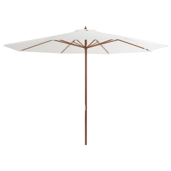  Outdoor Parasol with Wooden Pole 350 cm Sand White