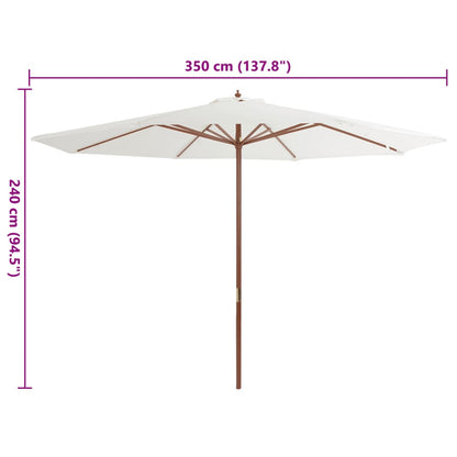 Outdoor Parasol with Wooden Pole 350 cm Sand White