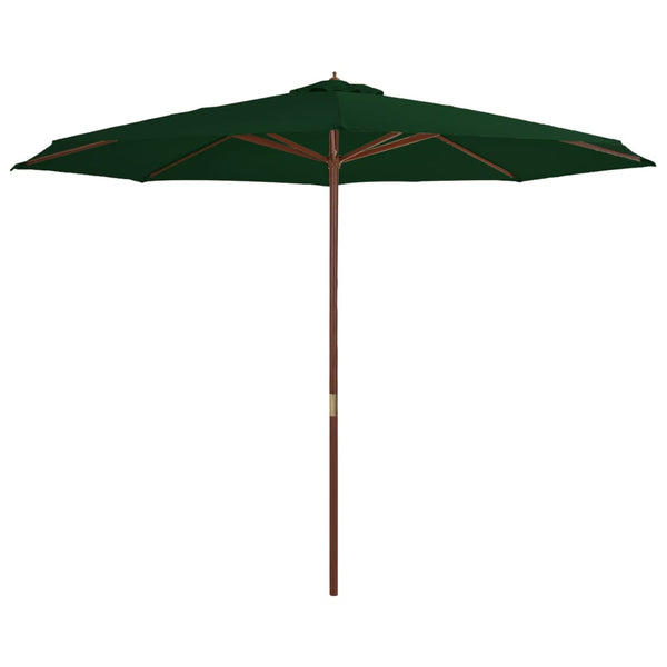  Outdoor Parasol with Wooden Pole 350 cm Green