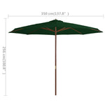 Outdoor Parasol with Wooden Pole 350 cm Green