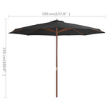 Outdoor Parasol with Wooden Pole 350 cm Anthracite