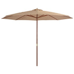 Outdoor Parasol with Wooden Pole 350 cm Taupe