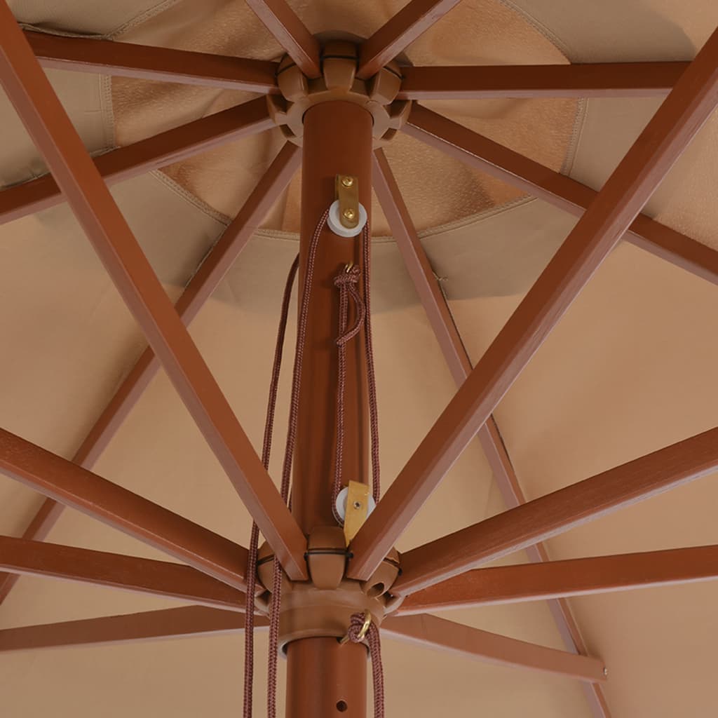 Outdoor Parasol with Wooden Pole 350 cm Taupe