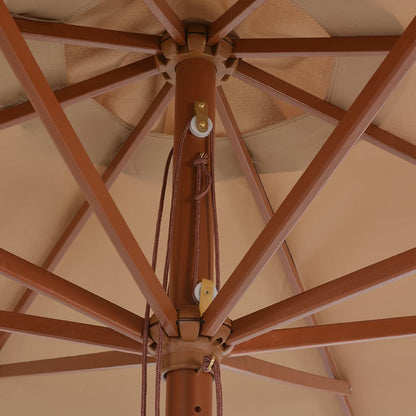 Outdoor Parasol with Wooden Pole 350 cm Taupe