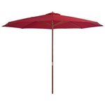 Outdoor Parasol with Wooden Pole 350 cm Burgundy