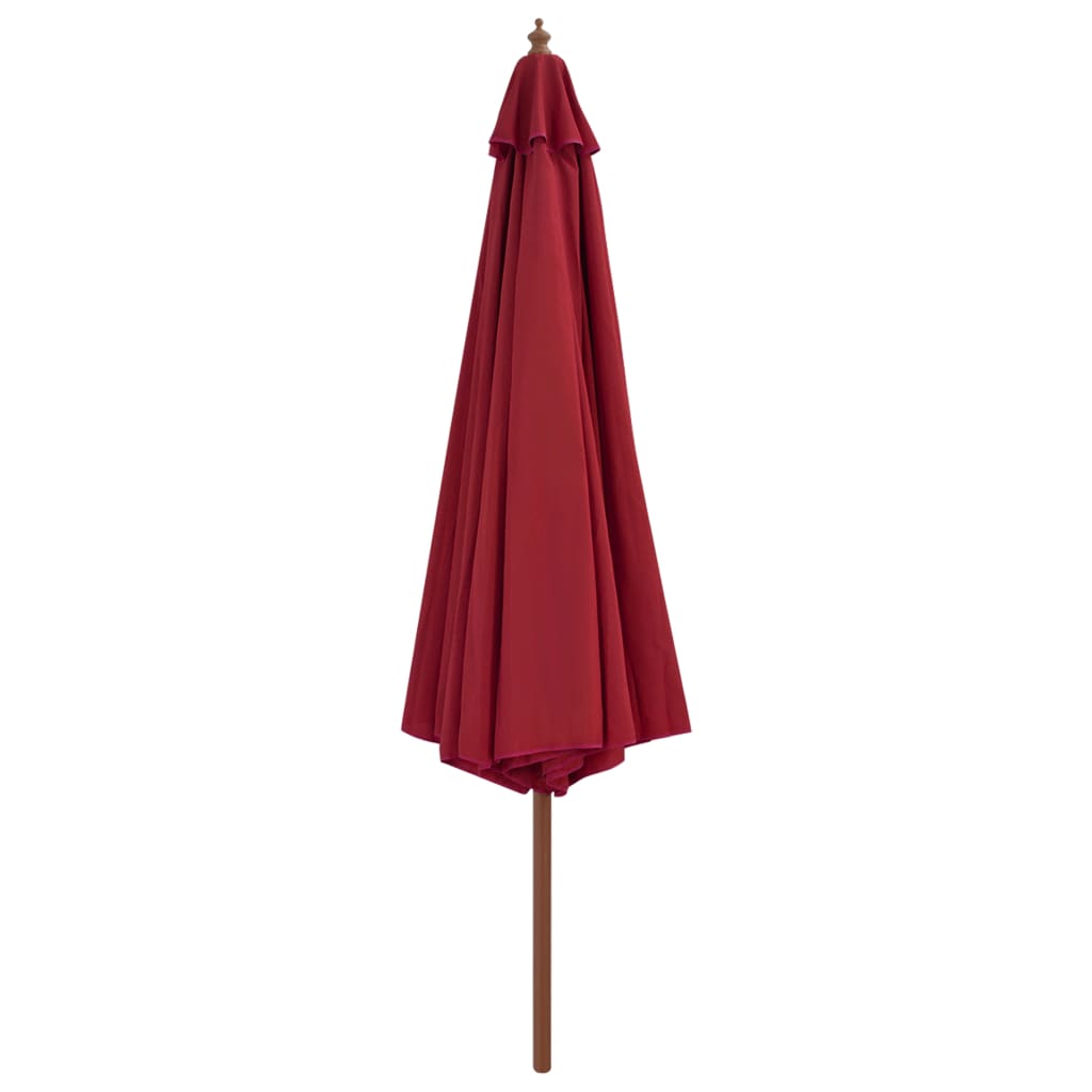 Outdoor Parasol with Wooden Pole 350 cm Burgundy